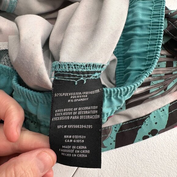 Neff Mens Tropical Floral Swim Trunks Medium Teal & Pink Tropical Floral Bathing - Picture 3 of 8